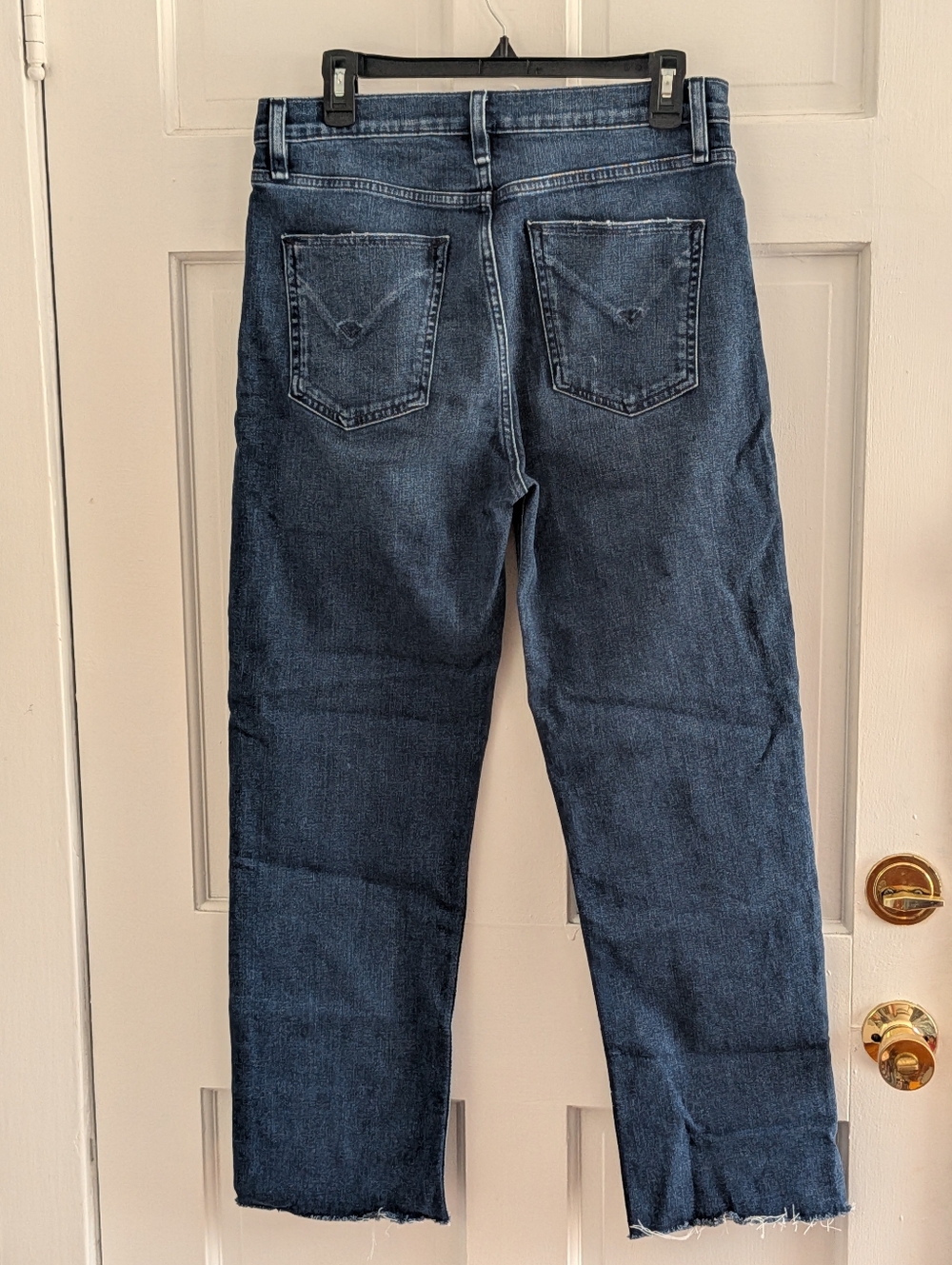 Hudson Remi High Rise Straight Crop Jeans Deep Dive Wash Size 29 Raw Hem - Picture 4 of 6